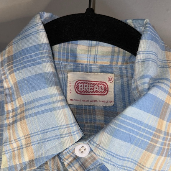 Vintage blue and tan button down - Picture 4 of 11